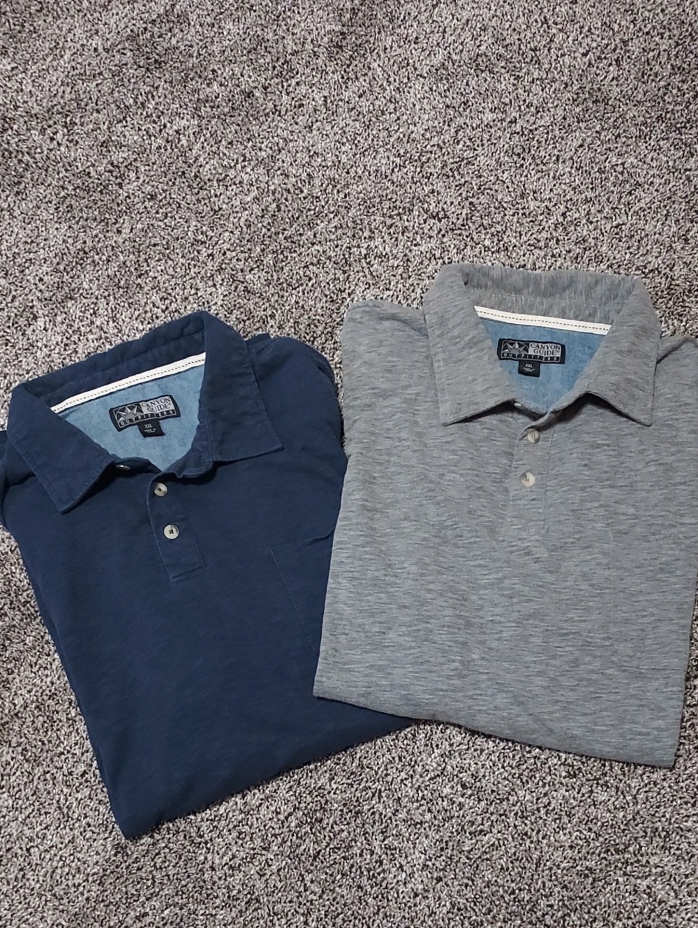 Mens Size XXL, Set Of 2 Polo Shirts, Navy And Gray.